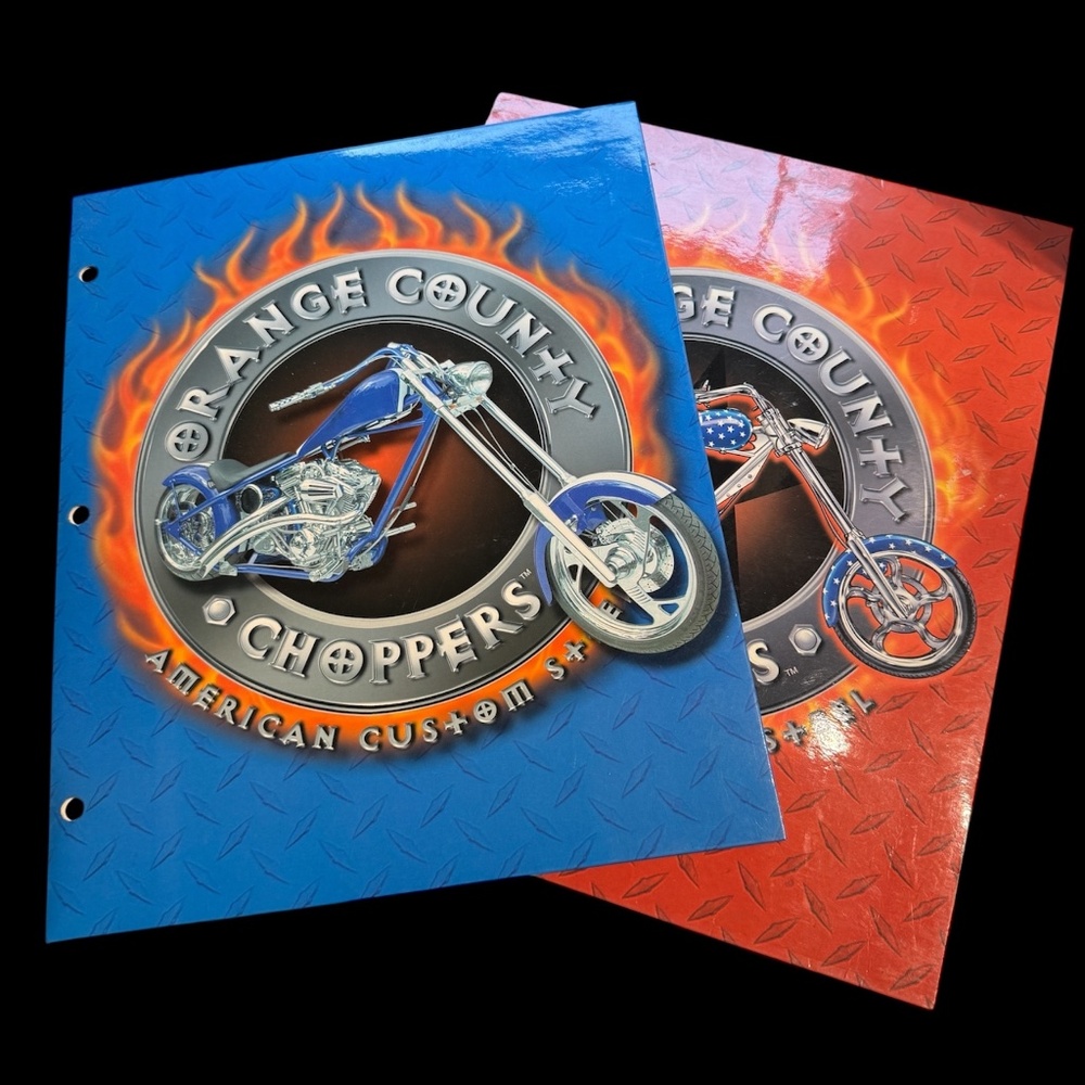 Lot Of 2 Vintage Orange County Choppers Motorcycle 3 Ring School Folder Pockets